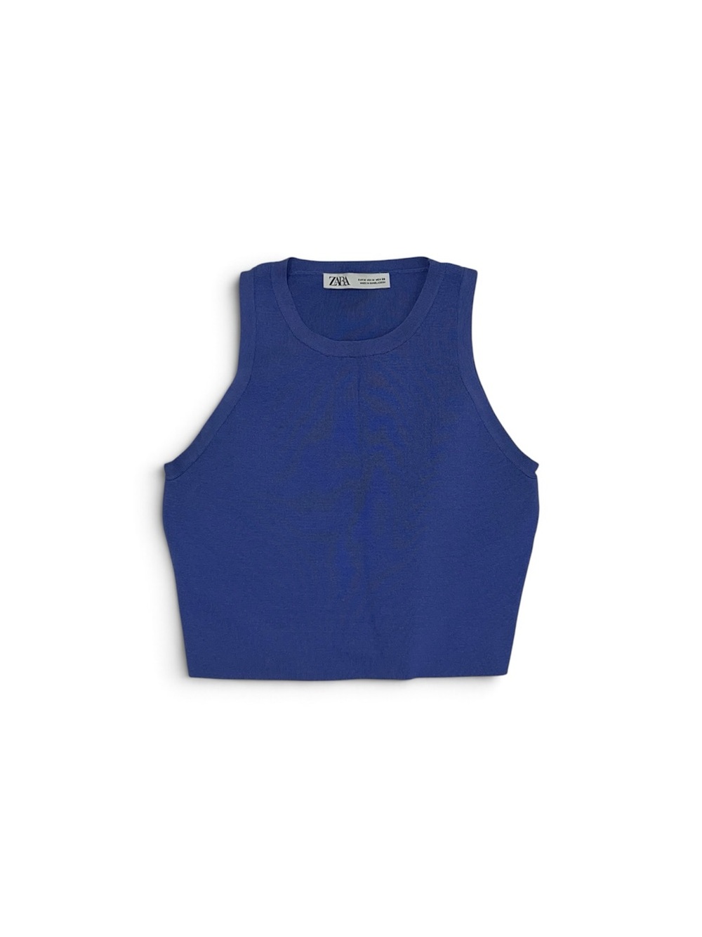 Zara Blue Crop Top Women’s Size Medium Vest Cropped Top Casual Preppy Structured